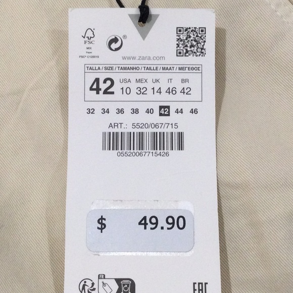 Zara TRF WIDE LEG CARGO PANTS size 42 NWT - Picture 4 of 4